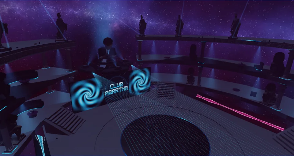The circular interior of Club Agartha