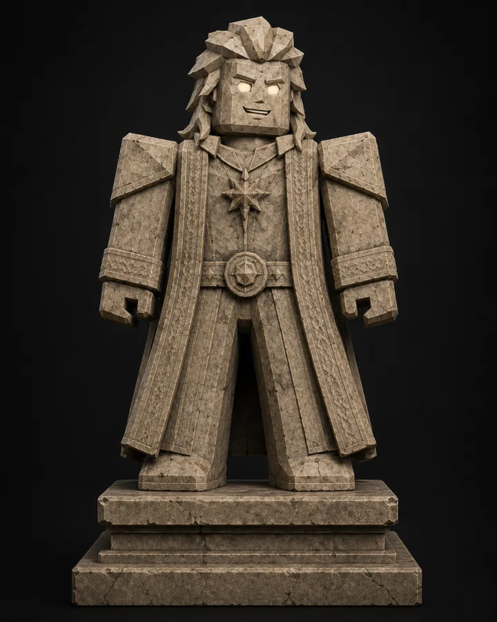 The first stone statue guarding the approach